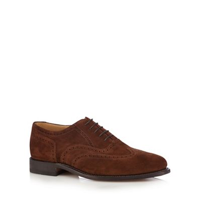 Loake Big and tall wide fit brown suede brogues